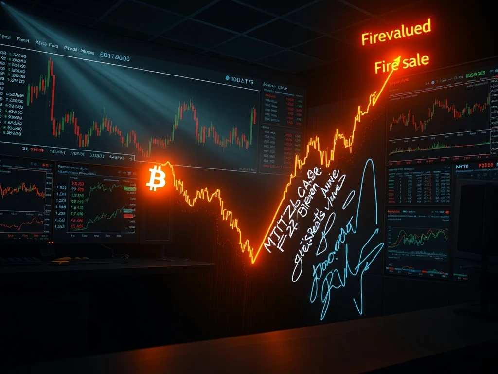 Bitcoin price chart showing extreme undervaluation during capital outflow crisis with fire-sale indicators