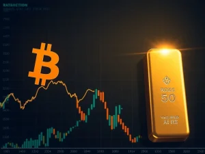 Bitcoin versus gold ratio chart showing record low valuation with market bottom analysis