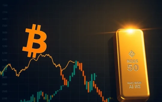 Bitcoin versus gold ratio chart showing record low valuation with market bottom analysis