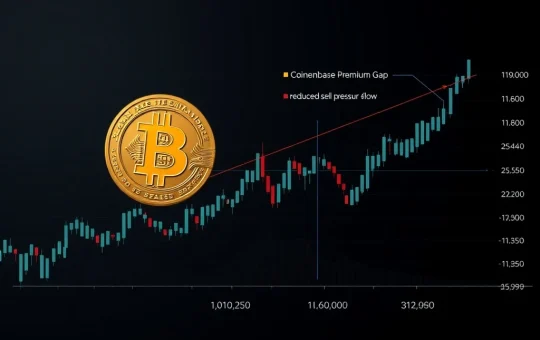 Bitcoin institutional sell pressure easing as Coinbase Premium Gap narrows, showing market stabilization