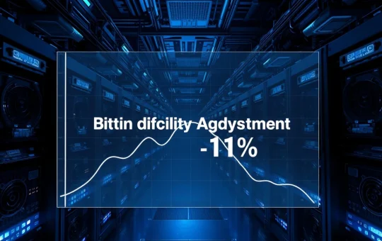 Bitcoin mining difficulty drops 11% as network hash rate declines, forcing a major protocol adjustment.