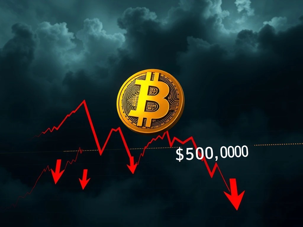 Bitcoin price breakdown analysis showing critical support levels breaking toward $50,000 target