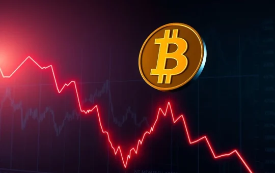 Bitcoin price crash analysis showing a steep decline on a financial chart amid high market liquidations.