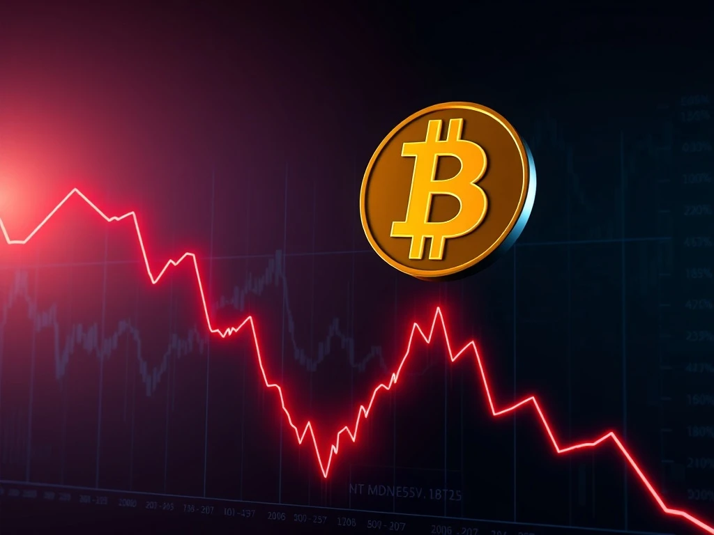 Bitcoin price crash analysis showing a steep decline on a financial chart amid high market liquidations.
