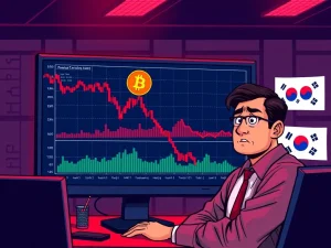 Bitcoin price plummets on Bithumb exchange after a significant staff error, illustrating market volatility.