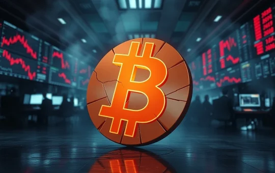 Bitcoin price crashes to a 9-month low, symbolizing a major cryptocurrency market downturn.