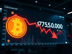 Analysis of Bitcoin price falling below the $75,000 support level in cryptocurrency markets