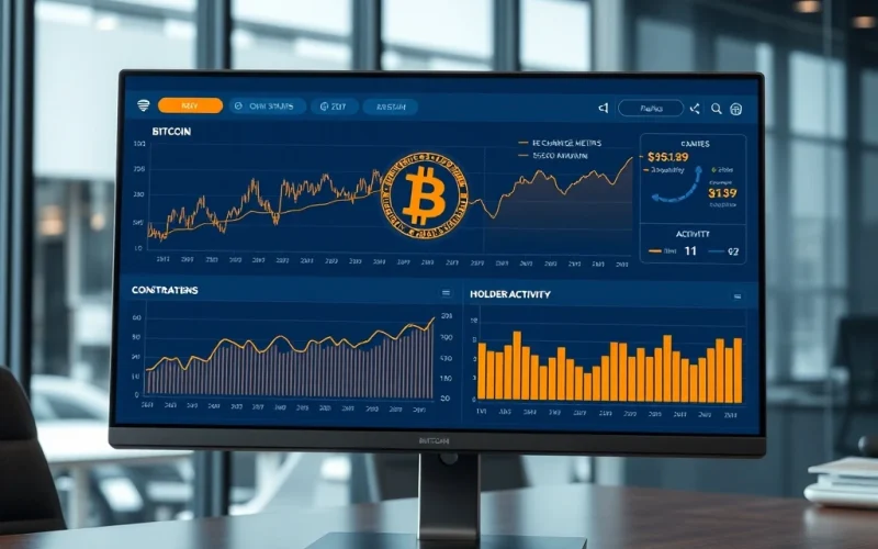 Bitcoin price analysis dashboard showing on-chain data metrics and market indicators