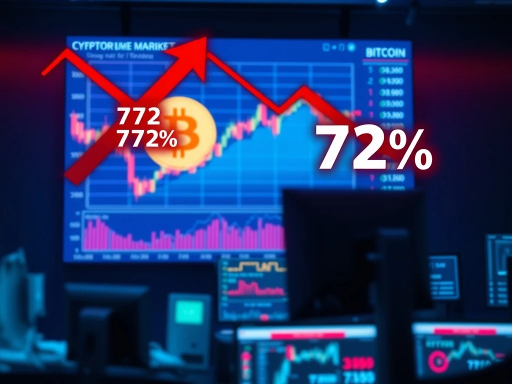 Bitcoin price prediction analysis showing 72% probability of dropping below $65,000 in 2026 on prediction markets