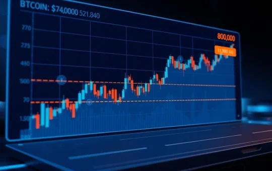 Bitcoin price chart analysis showing resistance at $80,600 and support at $74,000 levels