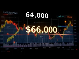 Bitcoin price analysis showing $64K level with smart money trading indicators and liquidity data
