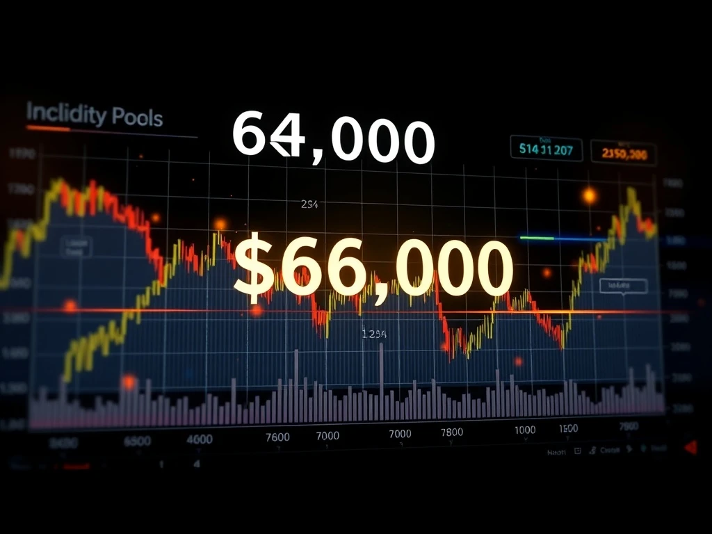 Bitcoin price analysis showing $64K level with smart money trading indicators and liquidity data