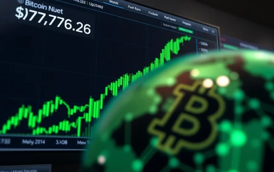 Bitcoin price surge shown on a trading chart during a rapid five-minute rally on Binance.