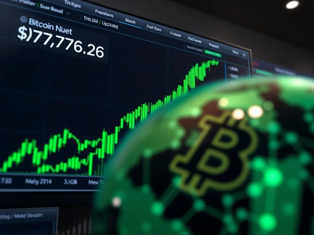 Bitcoin price surge shown on a trading chart during a rapid five-minute rally on Binance.