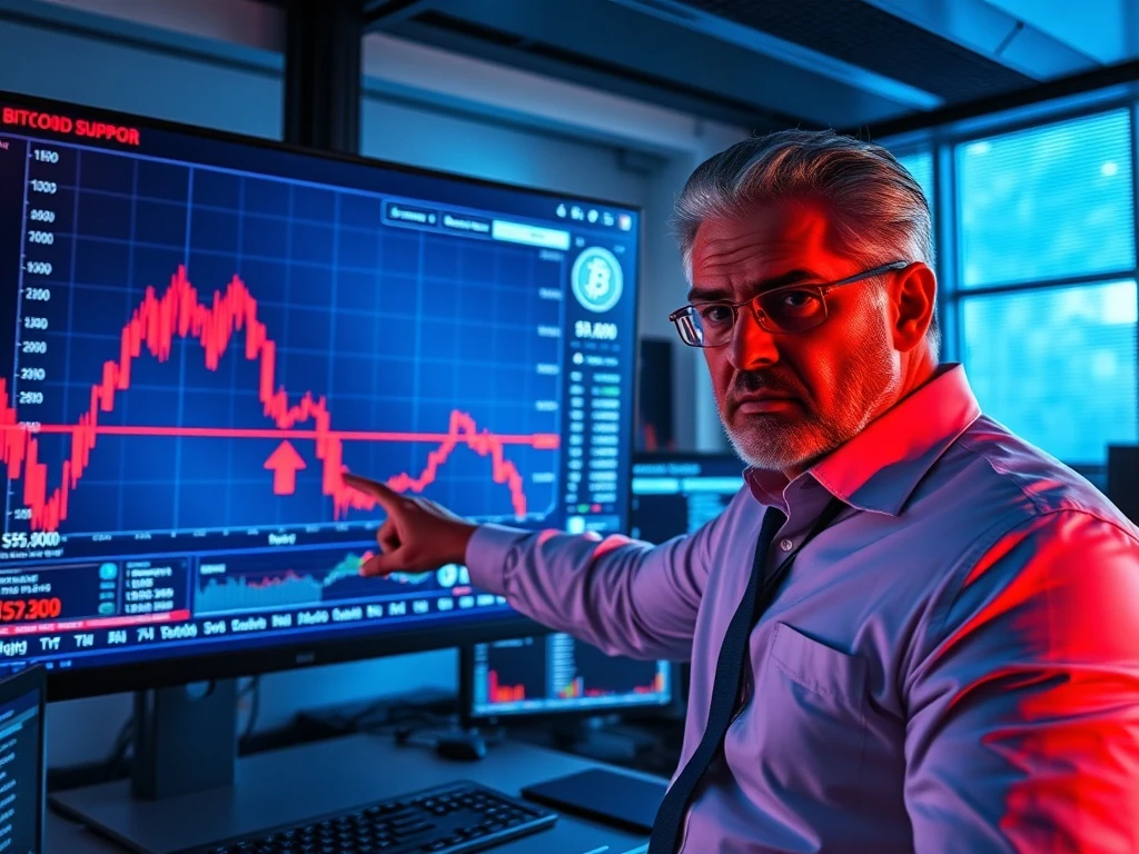 Bitcoin price analysis showing critical support level at $58,000 with warning indicators