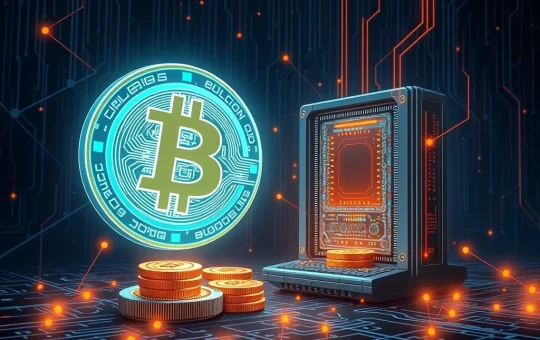 Conceptual illustration of quantum computing threat to Bitcoin security and Satoshi's holdings