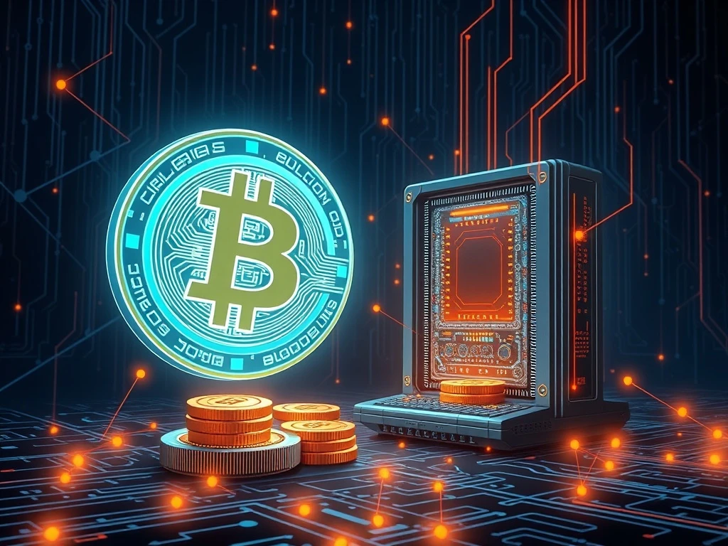 Conceptual illustration of quantum computing threat to Bitcoin security and Satoshi's holdings