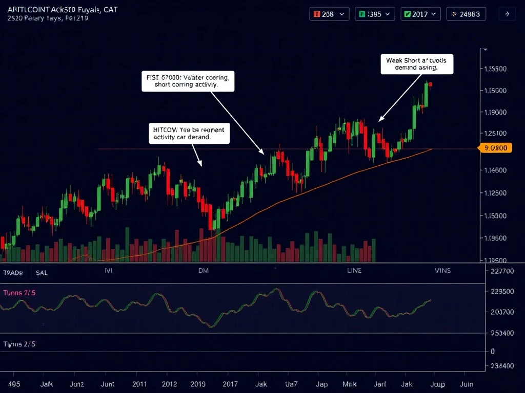 Bitcoin price analysis showing volatile market movements and weak demand indicators