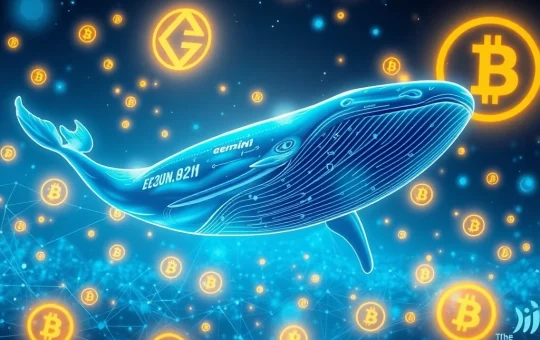 Bitcoin whale transaction analysis showing $43M transfer to Gemini exchange with 144% gain