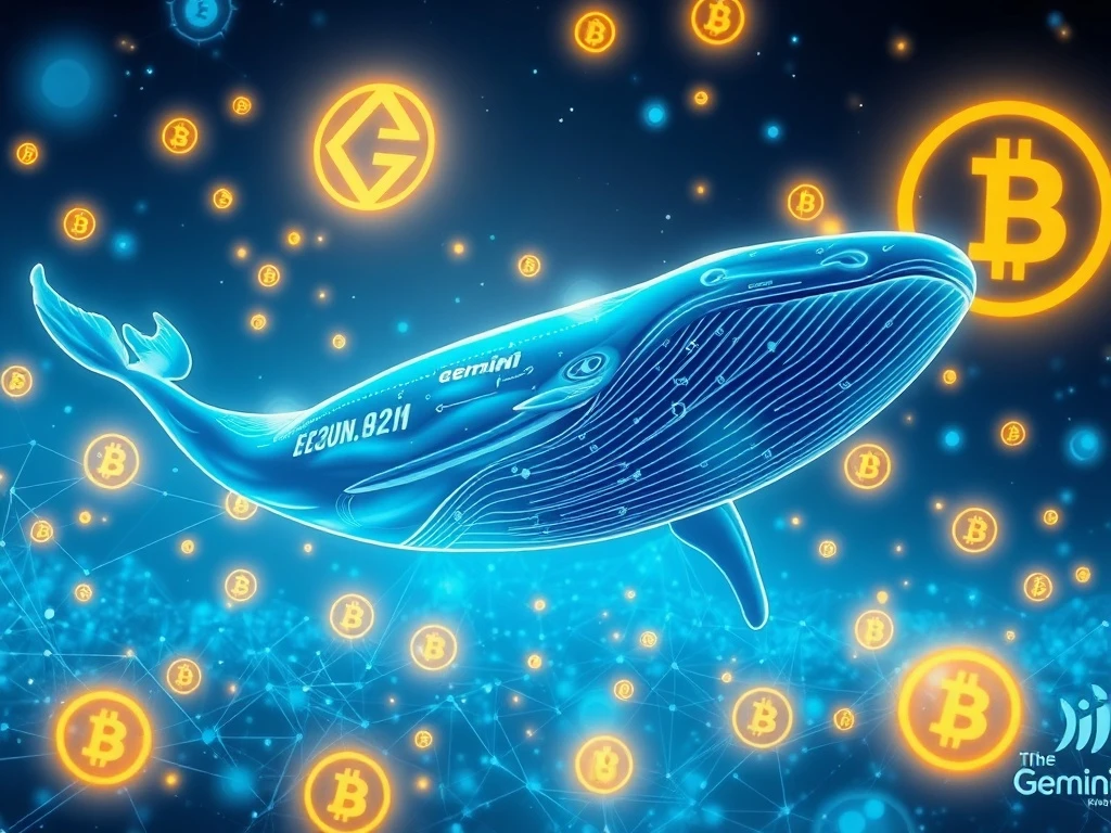 Bitcoin whale transaction analysis showing $43M transfer to Gemini exchange with 144% gain