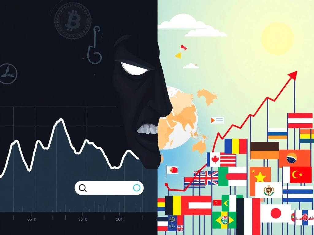 Analysis of record U.S. searches for bitcoin to zero versus global cryptocurrency market sentiment.