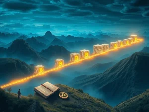 Blockchain history timeline showing evolution from paper ledgers to digital decentralized technology