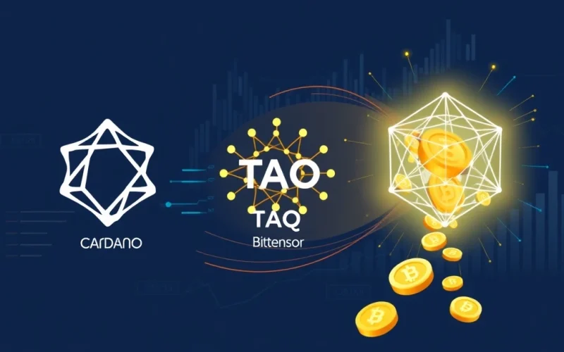 BlockDAG 100M coin addition contrasts with Cardano and Bittensor liquidity trends in cryptocurrency market analysis.