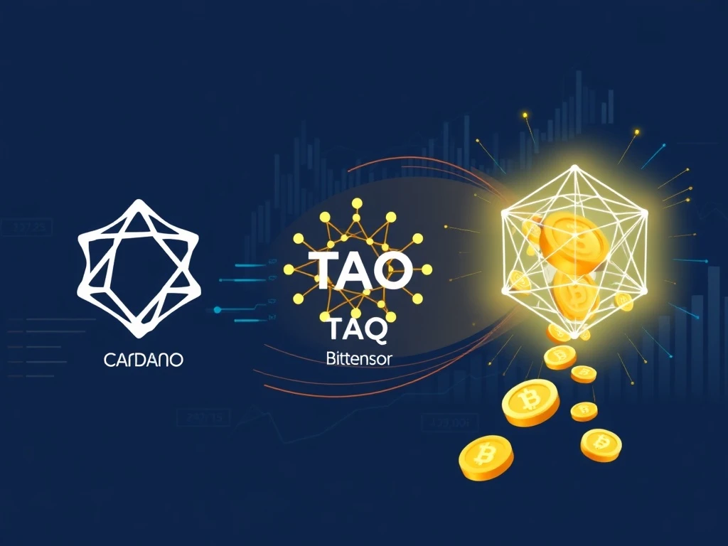 BlockDAG 100M coin addition contrasts with Cardano and Bittensor liquidity trends in cryptocurrency market analysis.