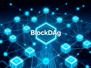 BlockDAG blockchain network diagram illustrating the project's successful $452 million presale conclusion and upcoming launch phase.