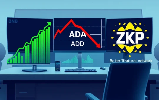 BNB trading volume surges while ADA faces breakdown and ZKP giveaway dominates crypto market analysis