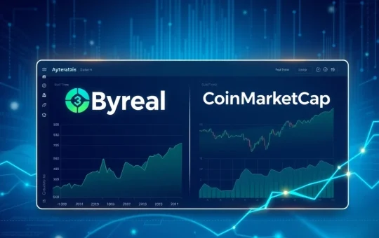 Byreal and CoinMarketCap integration displaying real-time cryptocurrency liquidity and volume data