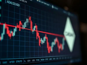 Cardano ADA price chart testing the decisive $0.24 technical support level.