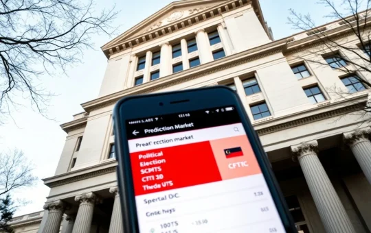 CFTC headquarters with prediction market app showing regulatory shift for political and sports betting