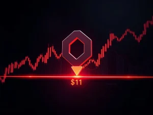 Chainlink LINK price chart analysis showing a critical breakdown below the $11 support zone.