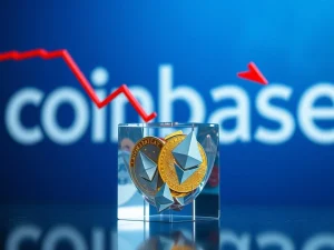 Chart showing Coinbase Q4 2025 revenue decline during cryptocurrency market downturn