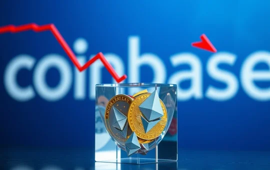 Chart showing Coinbase Q4 2025 revenue decline during cryptocurrency market downturn