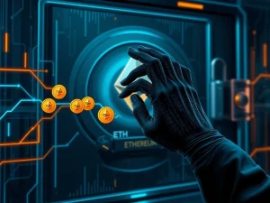 Illustration of an address poisoning attack manipulating a blockchain transaction to steal cryptocurrency.