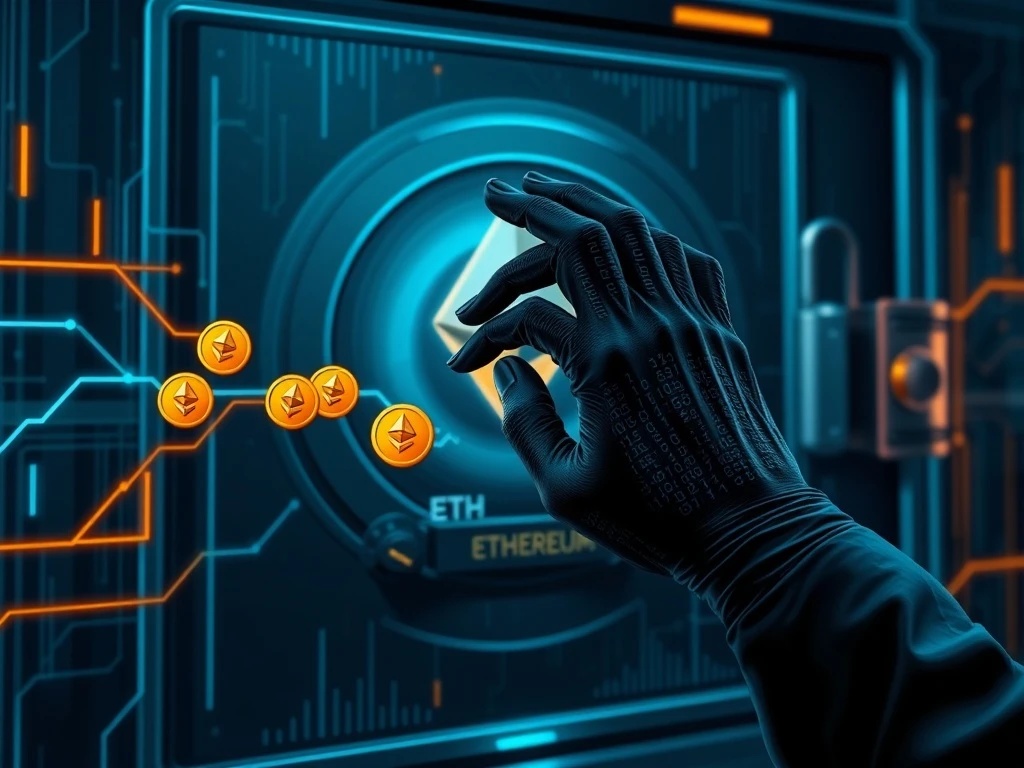 Illustration of an address poisoning attack manipulating a blockchain transaction to steal cryptocurrency.