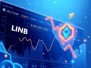 Crypto market news today showing LINK and SHIB decline versus DeepSnitch AI surge in trading dashboard visualization