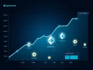 CryptoNewsInsights exchange supply decline visualization showing ETH movement to wallets and staking