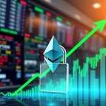 Chart showing CryptoNewsInsights V-shaped price rebound and Ethereum staking growth analysis.