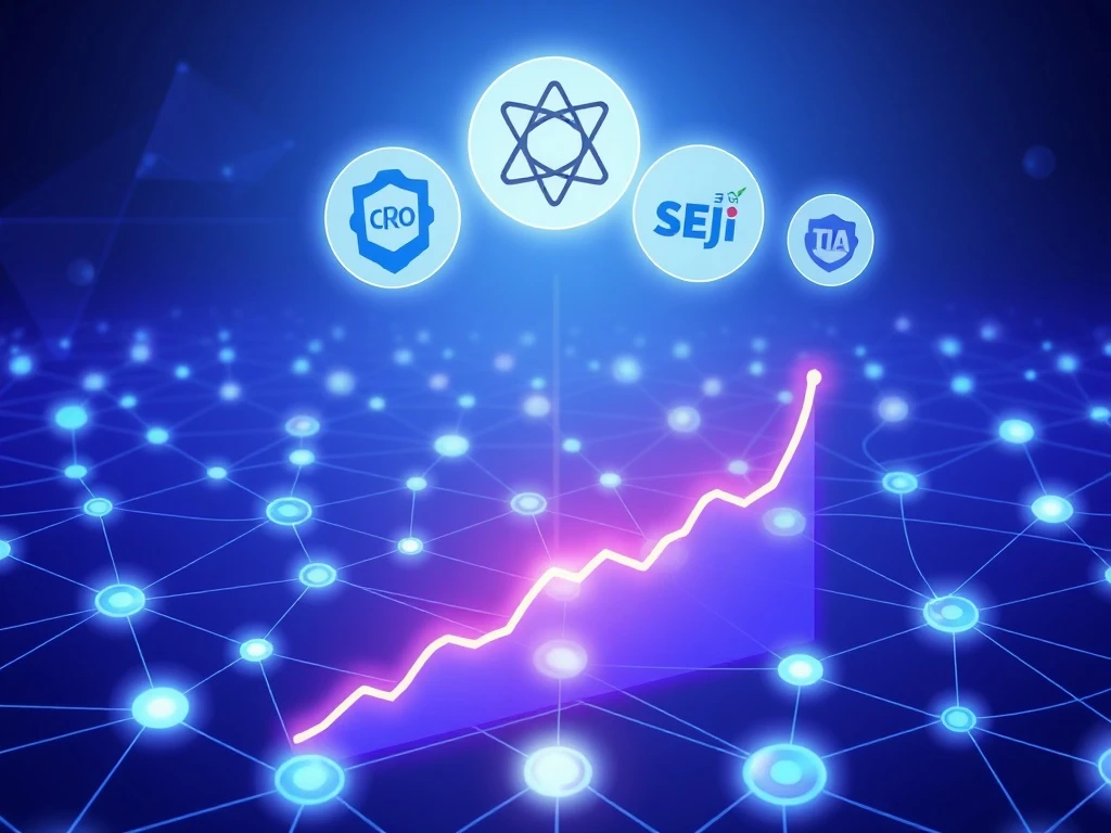 Leading DeFi staking platforms CRO ATOM SEI INJ TIA showing dominant total staked value in blockchain networks