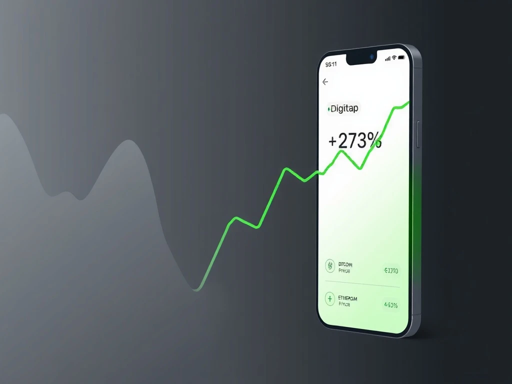 Digitap $TAP price surge contrasts with Bitcoin and Ethereum decline in a fintech crypto market analysis.