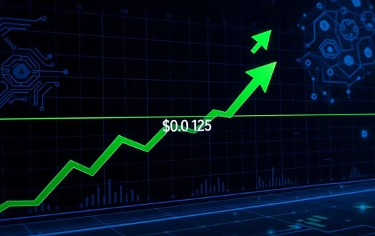 DIN cryptocurrency price chart breaking through the $0.0125 resistance level with AI blockchain technology background