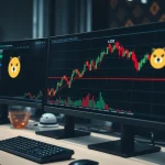 Dogecoin technical analysis showing price testing trendline support with weakening momentum indicators
