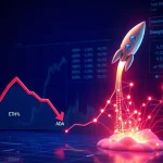 Ethereum news today showing ETH and ADA price decline versus DeepSnitch AI funding growth visualization
