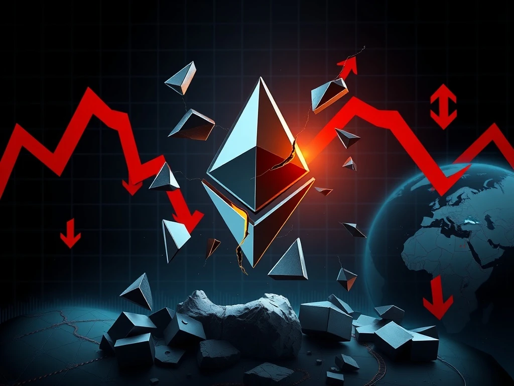 Ethereum market stress and structural deleveraging analysis showing ETH volatility and liquidations