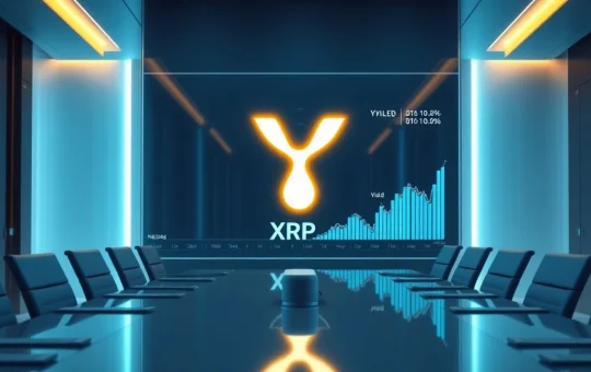 Evernorth's institutional model for XRP yield generation and DeFi growth visualized in a corporate setting.