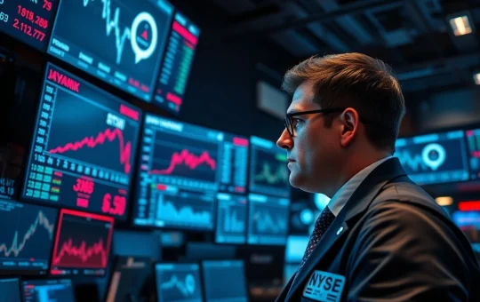 Traders analyzing FOMC meeting data and interest rate cut probabilities on financial monitors.