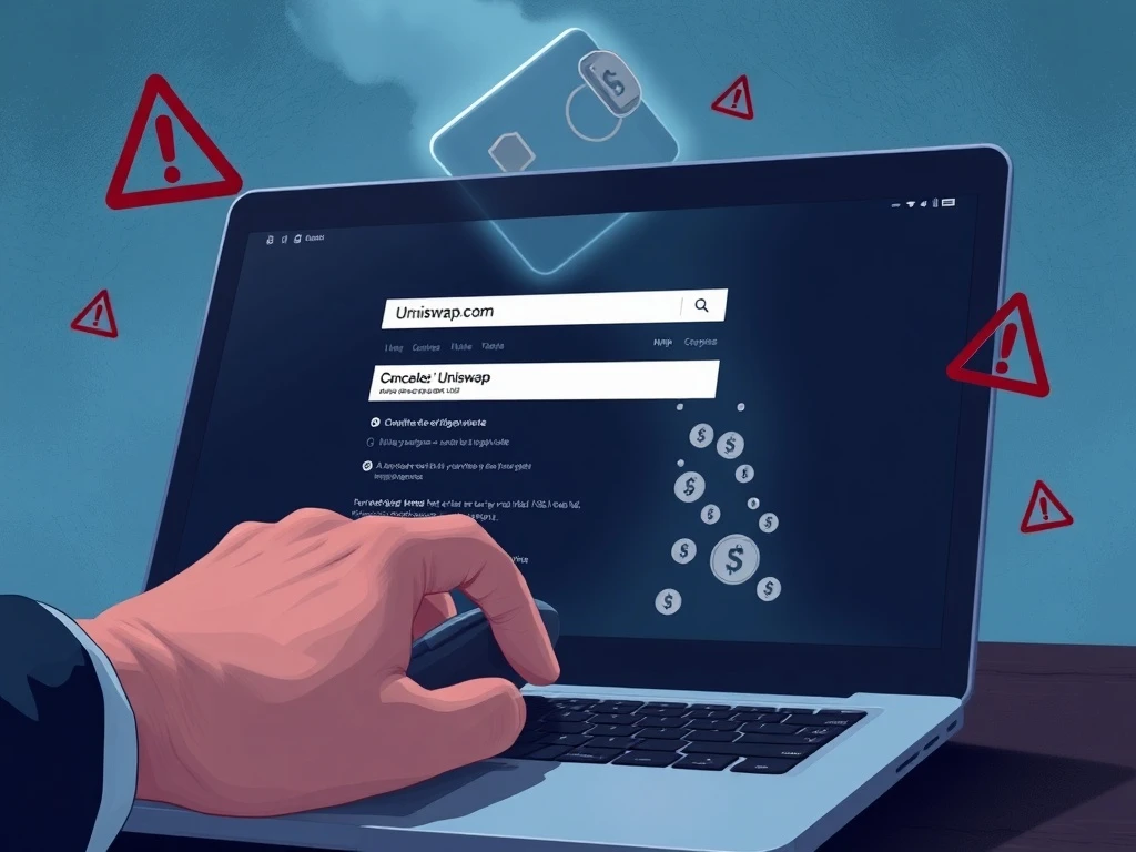 Illustration of a devastating Google ad scam leading to a major cryptocurrency loss for a DeFi trader.